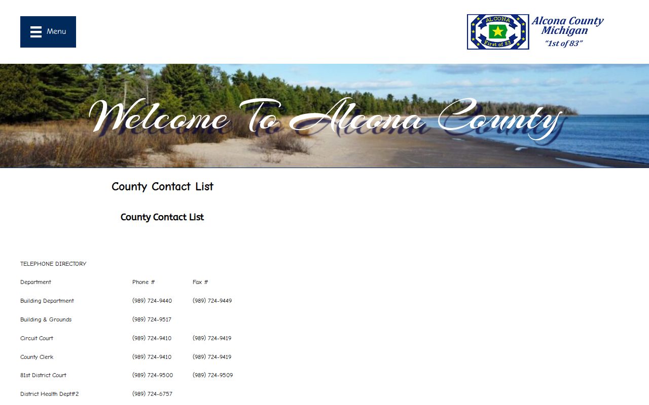 Alcona County Jail release records contact directory