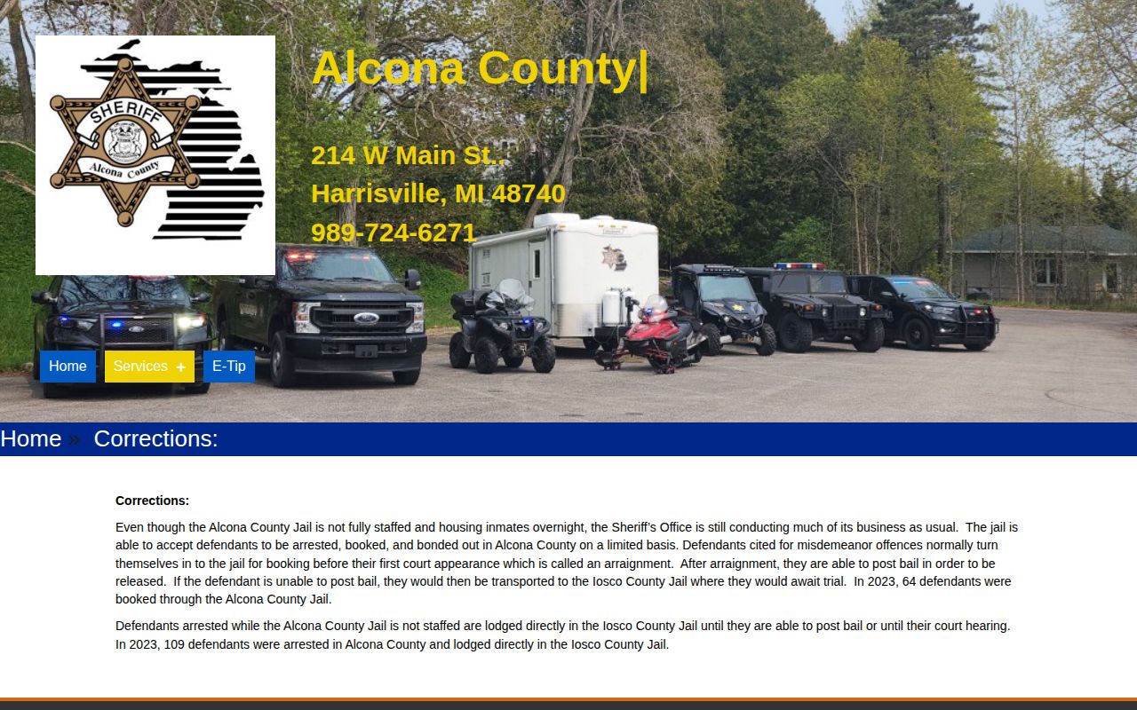 Alcona County Jail release and Iosco transfer information